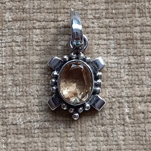 Silver Tone Champagne Crystal Pendant